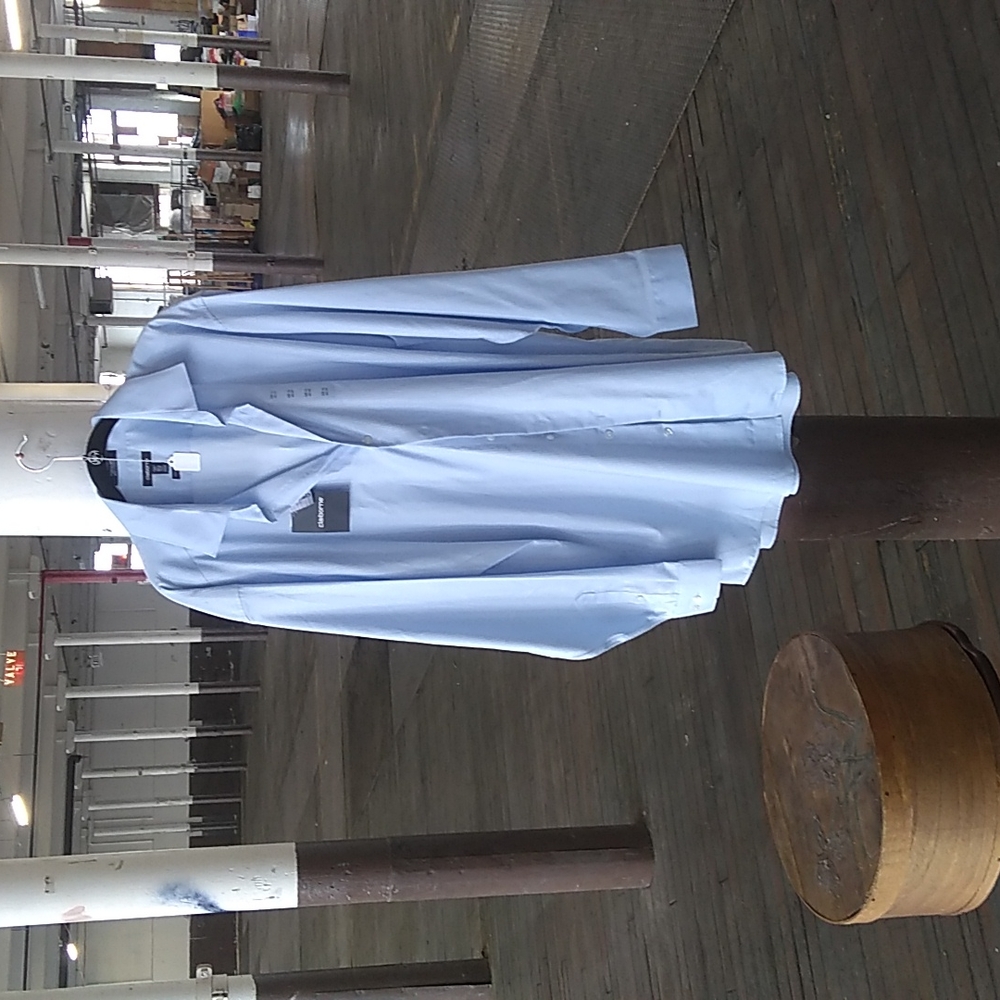 NWT Claiborne men's light blue pinstriped button down shirt (size 18 1/2, 38/39)